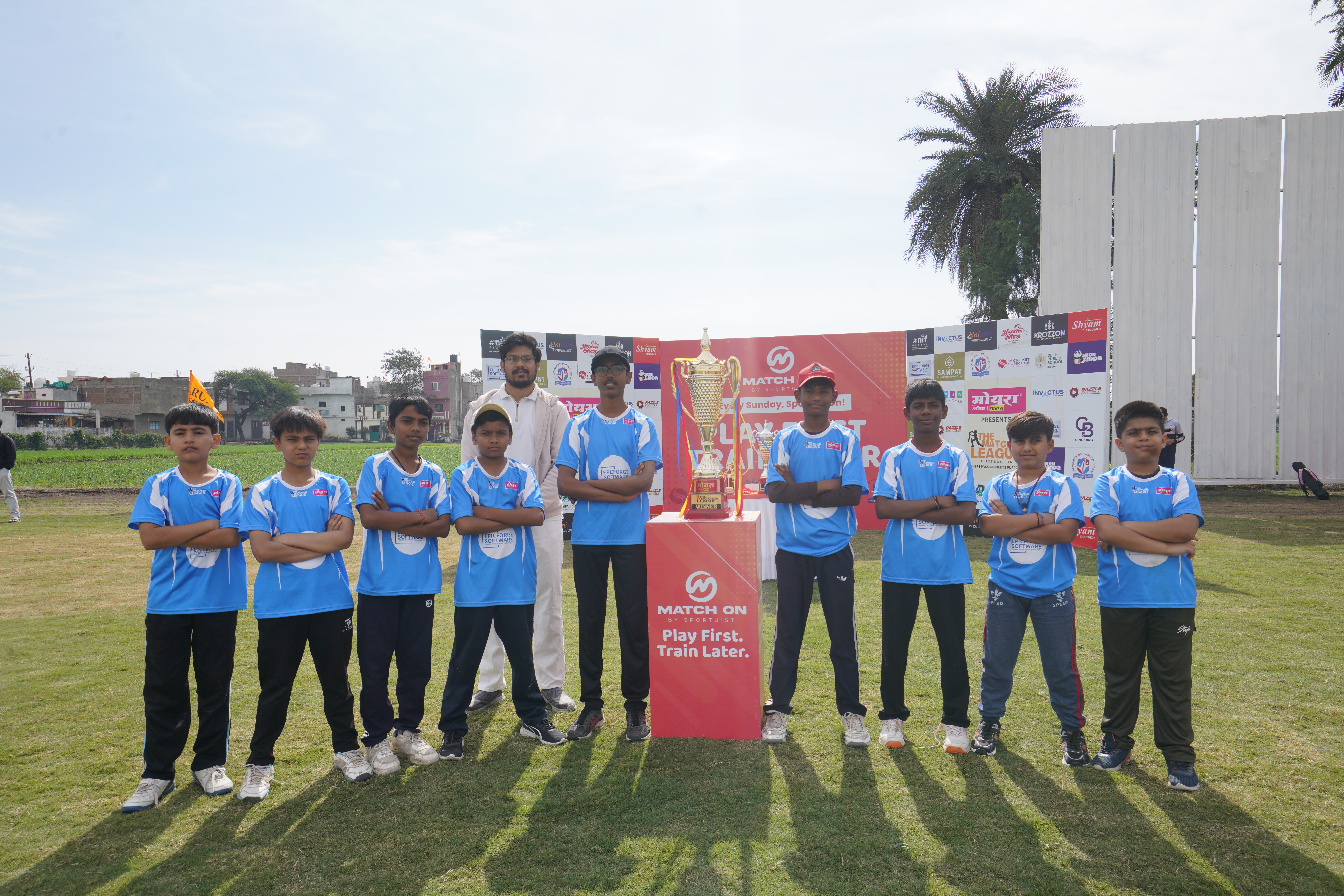 Cricket players during a Sunday match